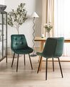 Set of 2 Dining Chairs MELROSE Velvet Dark Green