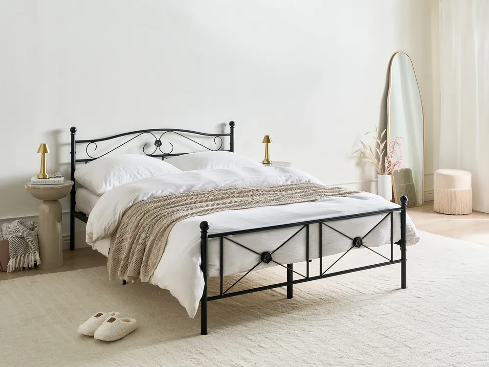 Bed Metal RODEZ 140 x 200 cm (EU Double) Black