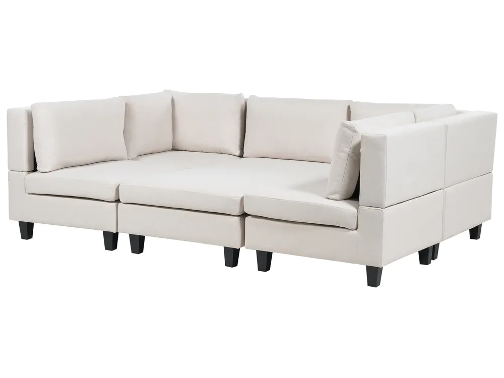 Modular U-Shape Sofa 5 Seater UNSTAD with Ottoman Fabric Light Beige_891133