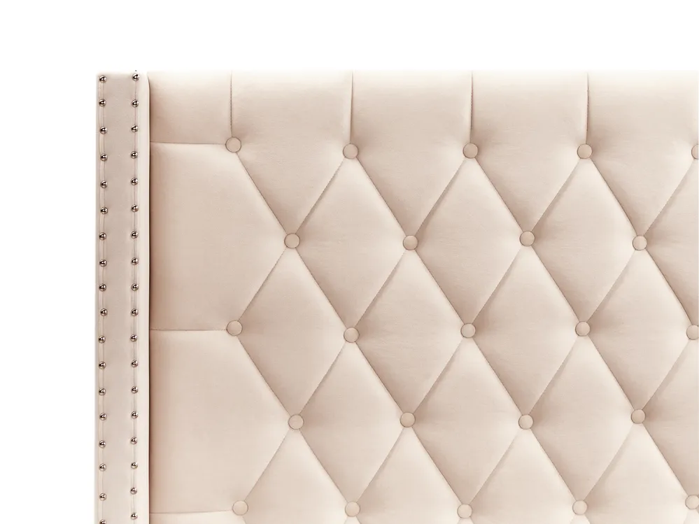 Ottoman Bed LUBBON Velvet Beige 140 x 200 cm (EU Double)_833512