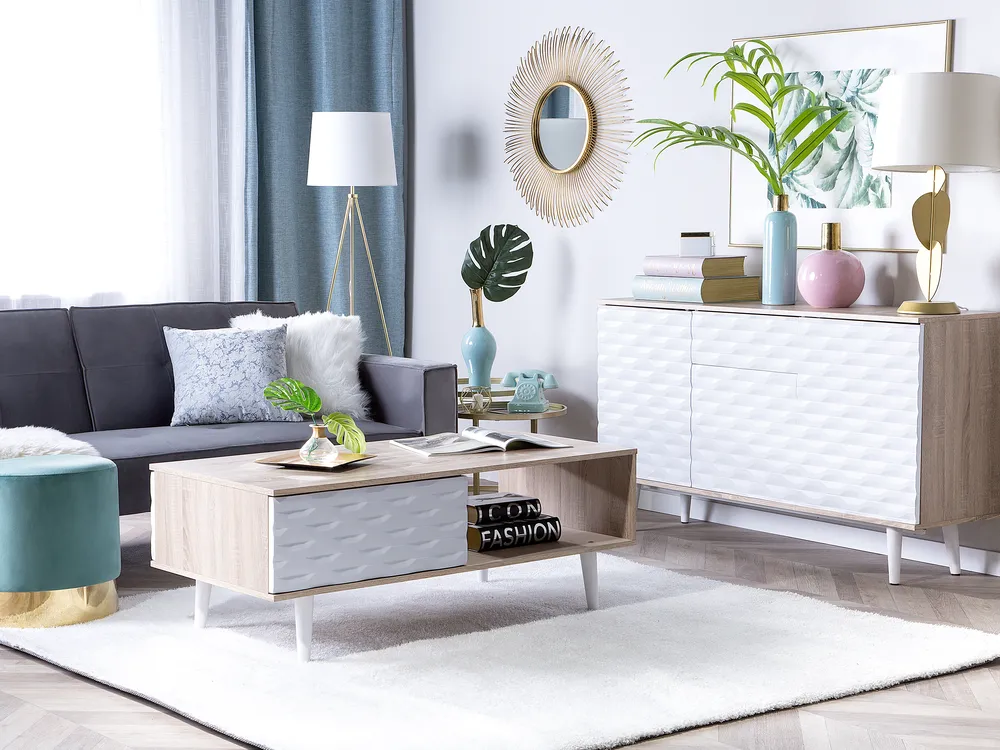 Coffee Table SWANSEA with Storage Light Brown