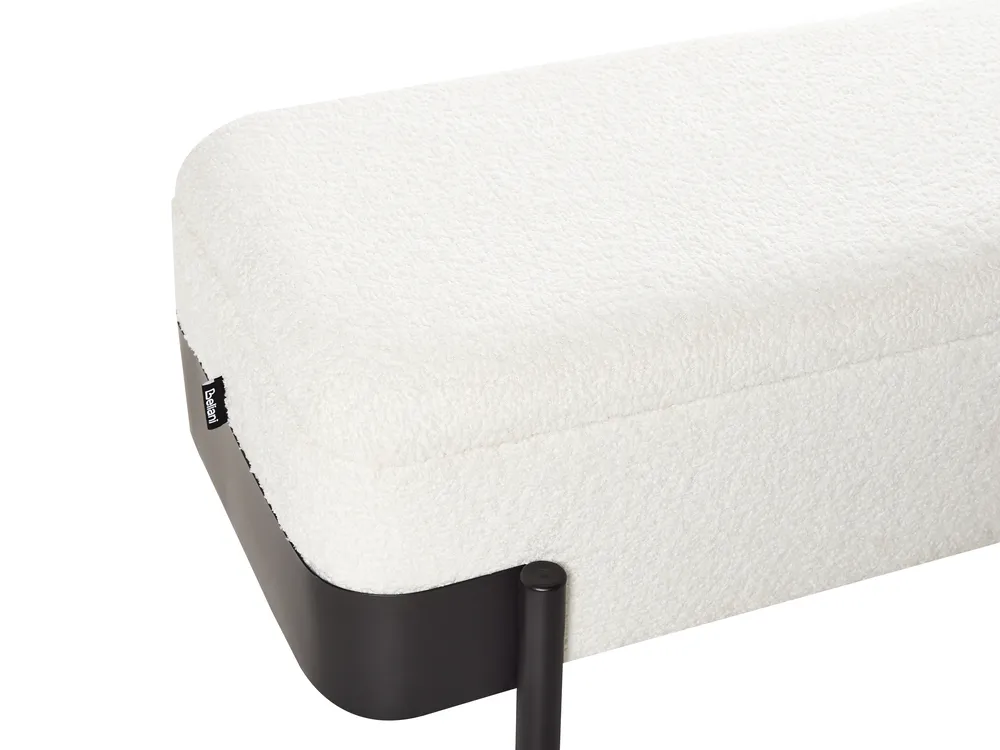 Klädd förvaringsbänk WARREN Chenille Off-White_962126