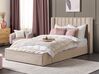 Bed with Storage Bench NOYERS Velvet Beige 160 x 200 cm (EU King Size)