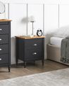 2 Drawer Bedside Table SHILLINGTON Pine Wood Brown/ Black