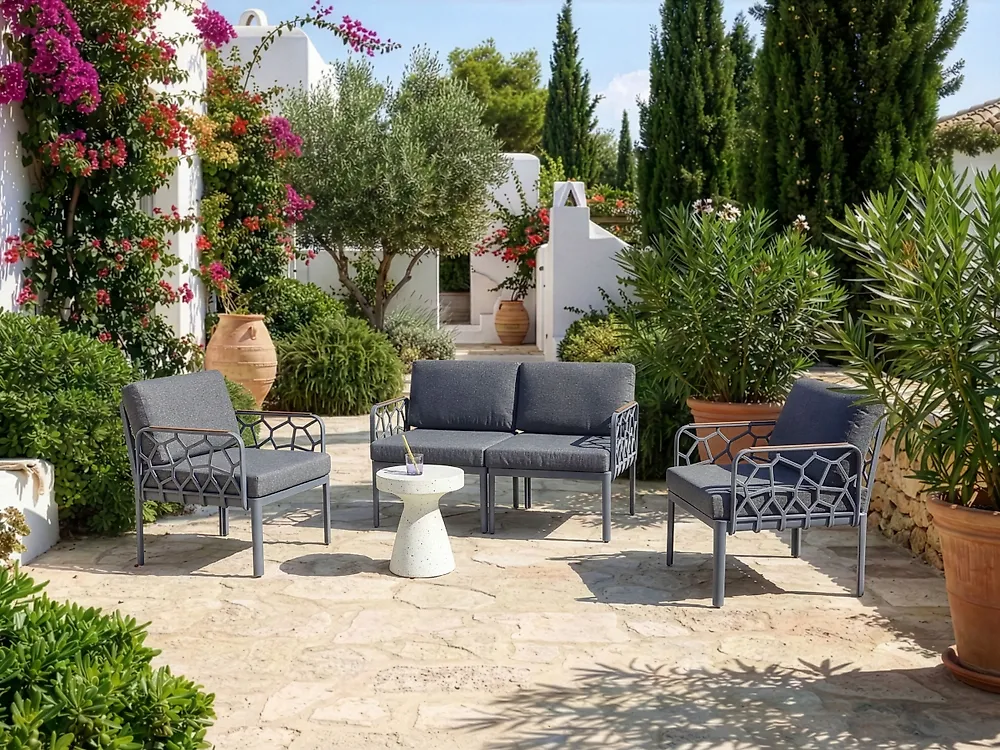 Garden Sofa Set 4 Seater ERICHE Dark Grey_1185541