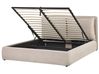 Ottoman Bed BAJONNA Velvet Beige 160 x 200 cm (EU King Size)