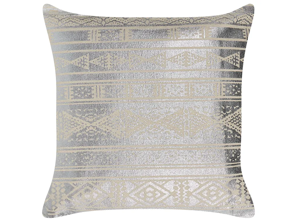 Set of 2 Decorative Cushions OUJDA 50 x 50 cm Cotton Silver Geometric Pattern_831089