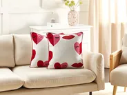 Set of 2 Decorative Cushions PERIWINKLE 45 x 45 cm Cotton White Heart Pattern_1079783