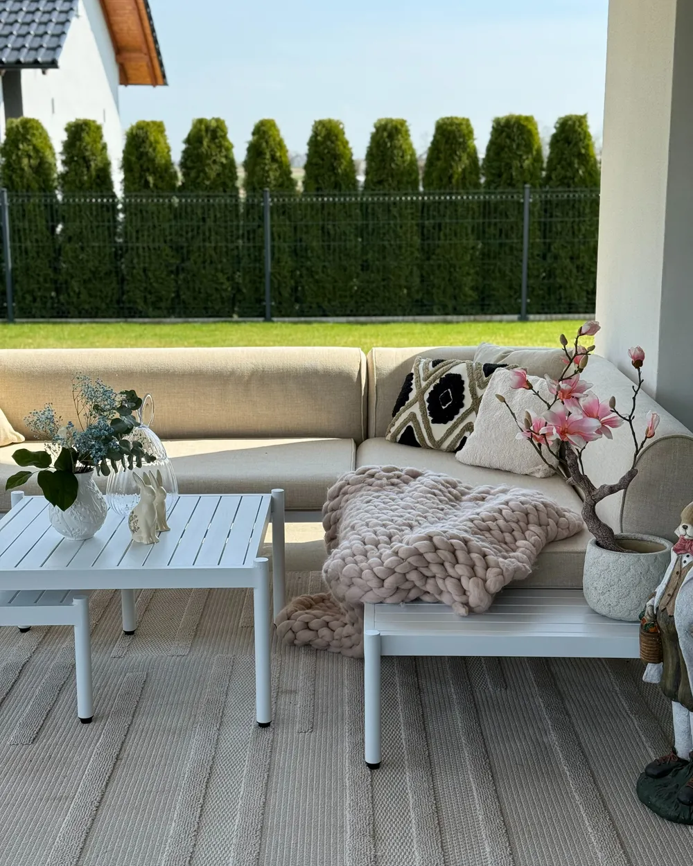 Ulkokulmasohva ja pöytä 5-istuttava RASIGLIA Metalli Beige Vasen_983401
