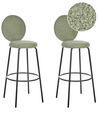 Set of 2 Bar Chairs EMERY Boucle Light Green