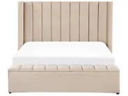 Waterbed with Storage Bench NOYERS Velvet Beige 160 x 200 cm (EU King Size)_915216