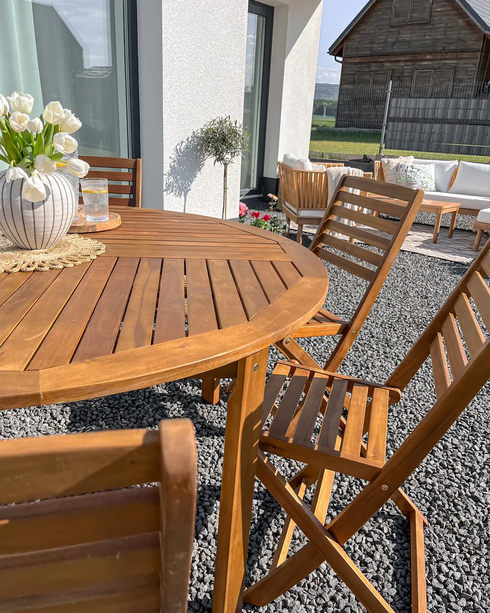 Garden Dining Set 6 Seater TOLVE Acacia Wood Brown_929964