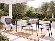 Garden Lounge Set with Table 4 Seater TAVOLETO Metal Dark Grey_1154558
