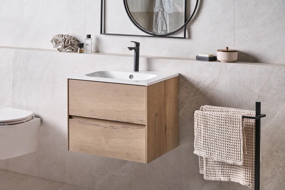 Wall Mounted Vanity Unit with Basin VITA Light Brown