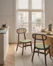 Set of 2 Dining Chairs FALLON Wood Brown/ Green_1064948