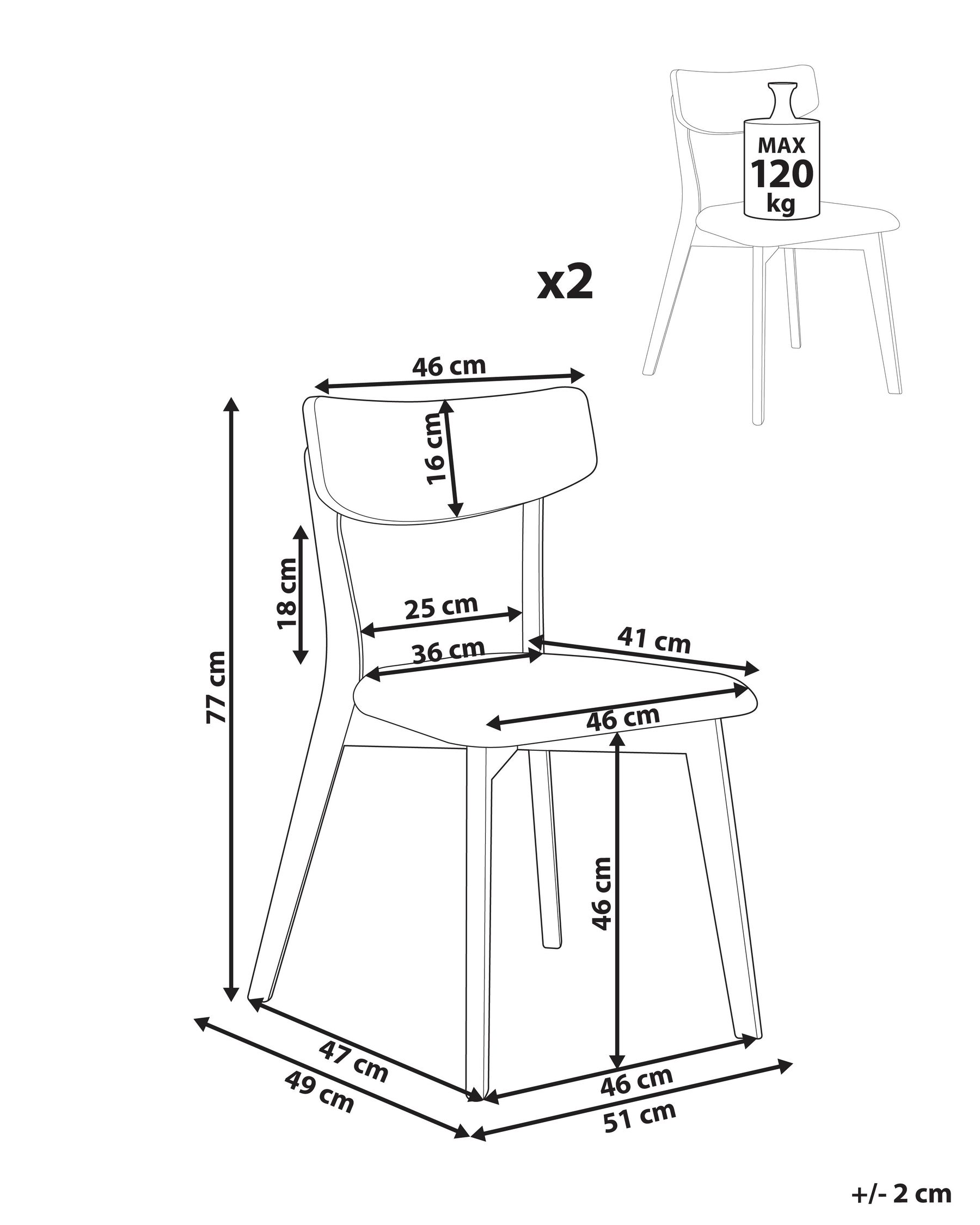 Set med 2 matstolar HOLLY Trä Ljusbrun/ Brun_1065870