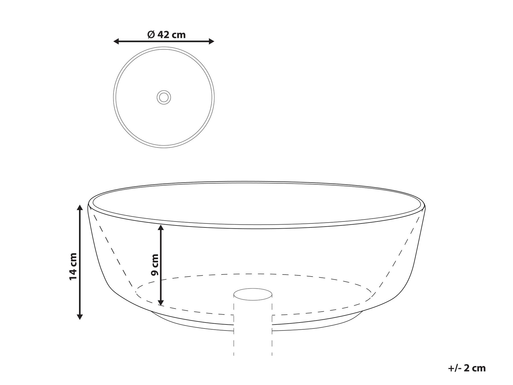 Countertop Basin HOPI ⌀ 420 mm Ceramic White Marble_922199