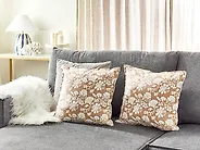 Koristetyynysetti 2 kpl NOTELEA 45 x 45 cm Puuvilla Beige Kukkakuvio_1187078