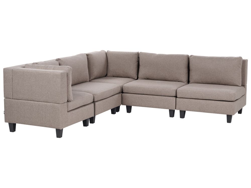 Modular Corner Sofa 5 Seater UNSTAD Fabric Brown Right Hand