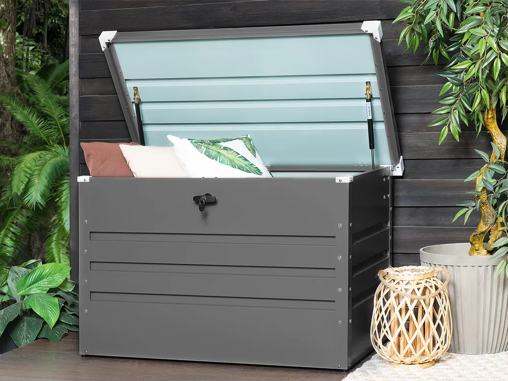 Storage Box CEBROSA 100 cm 62 cm Metal Grey