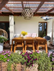 Garden Dining Set 6 Seater LIVORNO Acacia Wood Brown_831938
