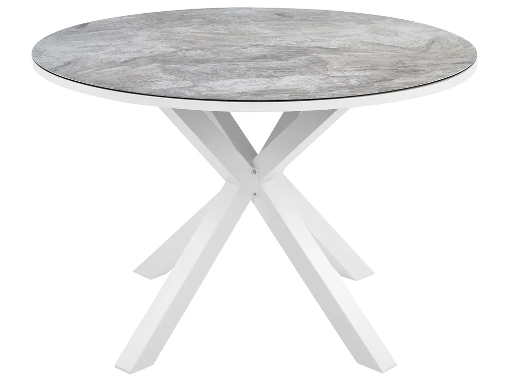Trädgårdsmatgrupp 4-sits MALETTO/GROSSETO Metall Marmoreffekt Grå/ Vit_938263