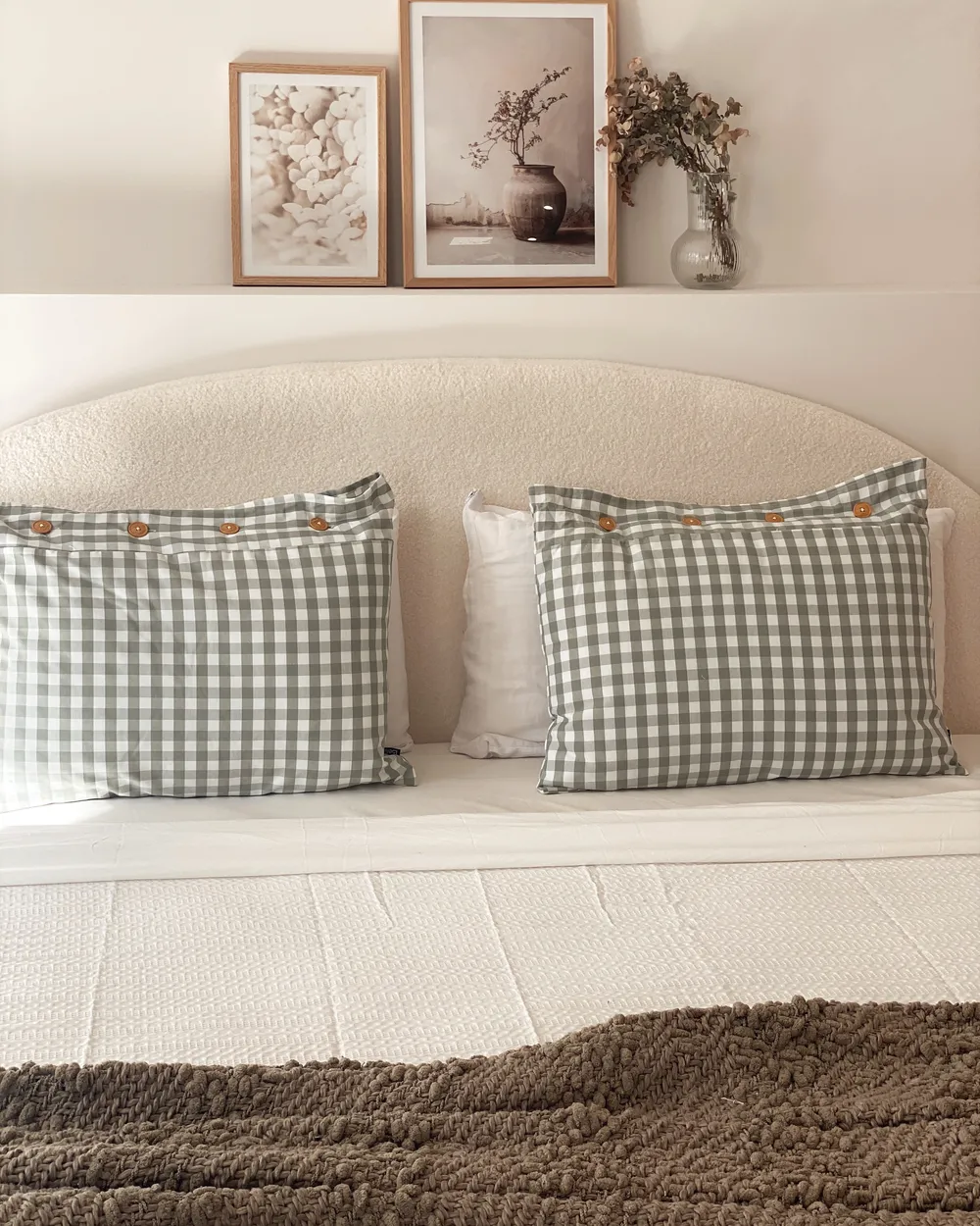 Throw Cushion TALYA 40 x 60 cm Mint Green Checked_973046