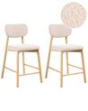 Set of 2 Bar Chairs MILLS Boucle Light Brown/ Beige