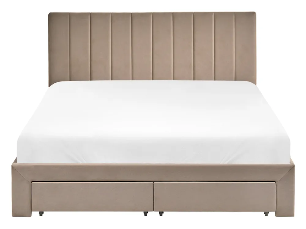 Bed with Storage Drawers LONZAC Velvet Taupe 140 x 200 cm (EU Double)_1014831