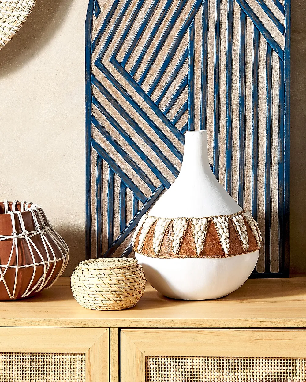 Decorative Vase SIMPANG 33 cm Ceramic White_1182516