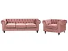 Sohvaryhmä 4-istuttava CHESTERFIELD Sametti Vaaleanpunainen