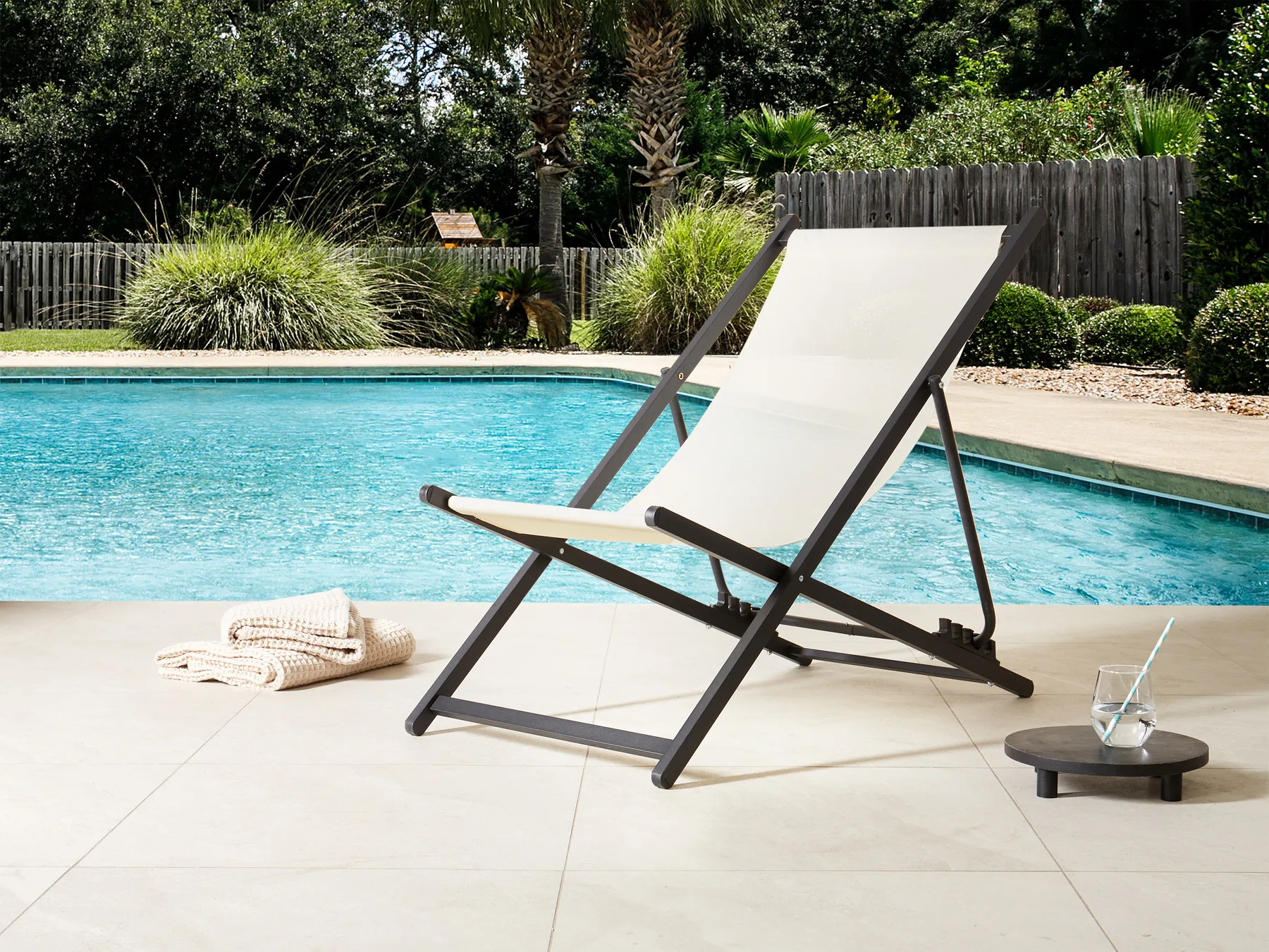 Folding Deck Chair LOCRI II Metal Light Beige_926342