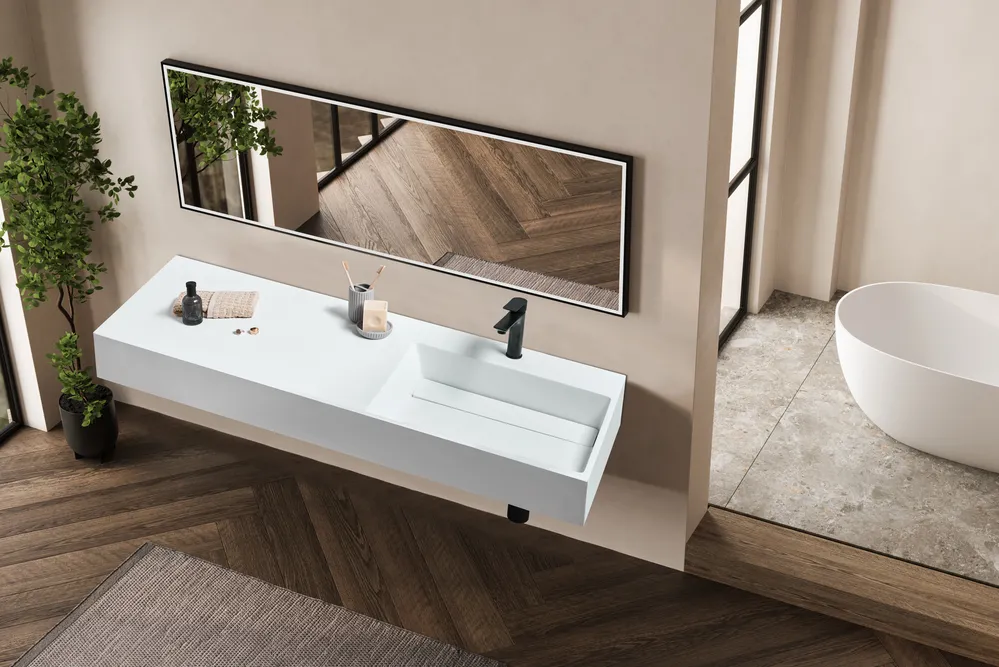 Wall Hung Basin CUSCO 1500 x 480 mm Mineral Cast White