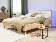 Bed with LED SERRIS 160 x 200 cm (EU King Size) Light Brown_748228