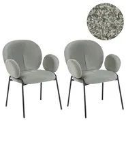Set med 2 matstolar ELY Bouclé Ljusgrön_930190