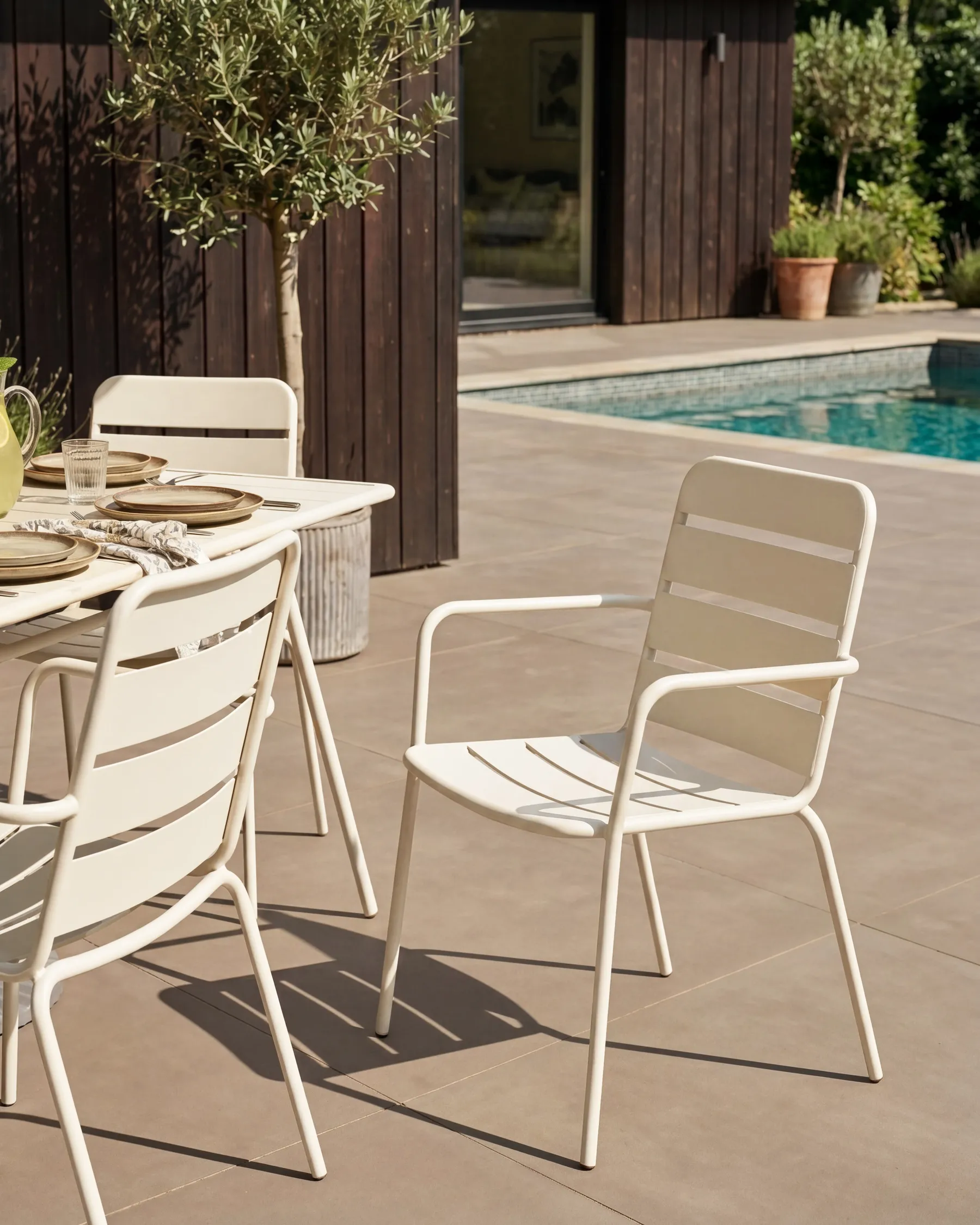Set of 6 Garden Chairs TERENZO Metal Light Beige_1077637