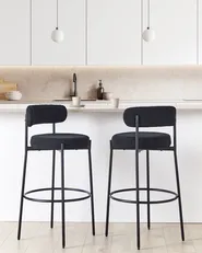 Set of 2 Bar Chairs ALLISON Boucle Black_913903