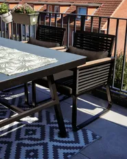 Garden Dining Set 4 Seater CANETTO with Cushions Metal Black_982353