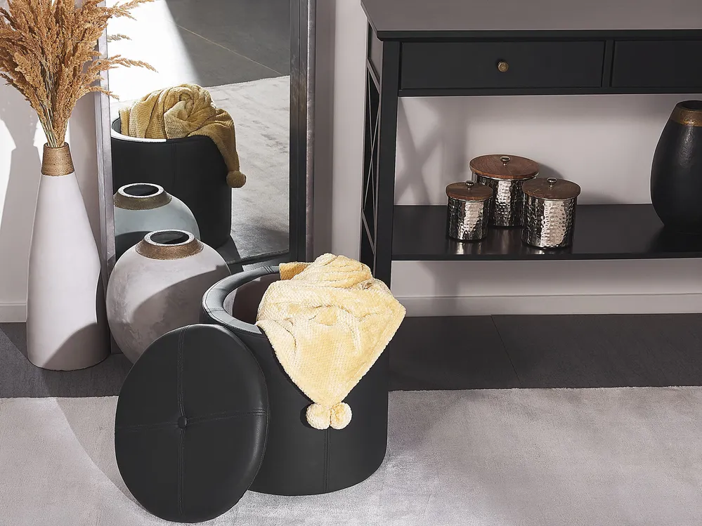 Storage Pouffe MARYLAND Faux Leather Black_765354