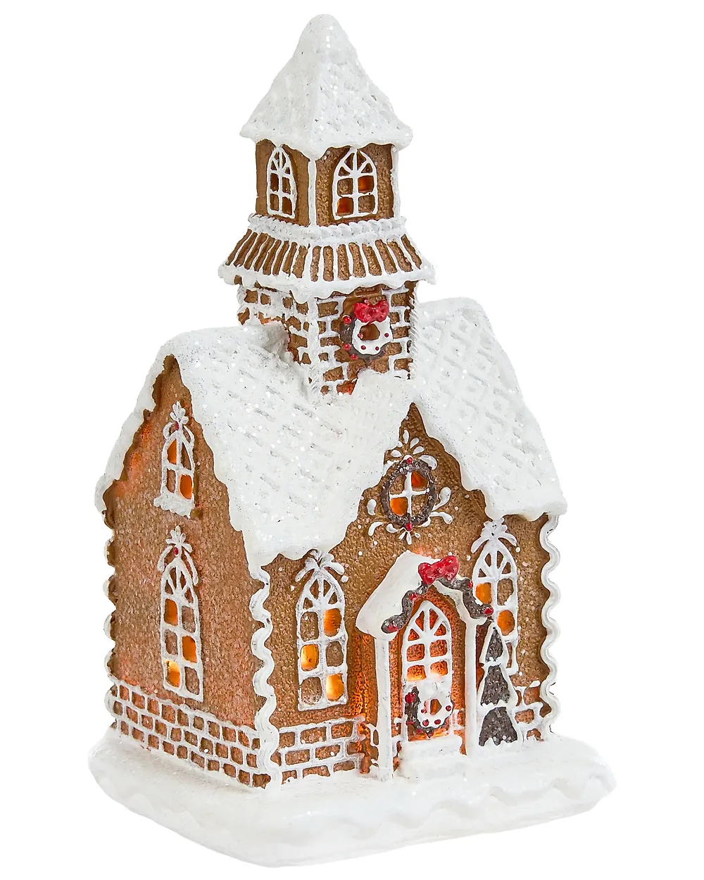 Set med 3 juldekorationer LED RIMPI 21/25/26 cm Hus Brun_1175152