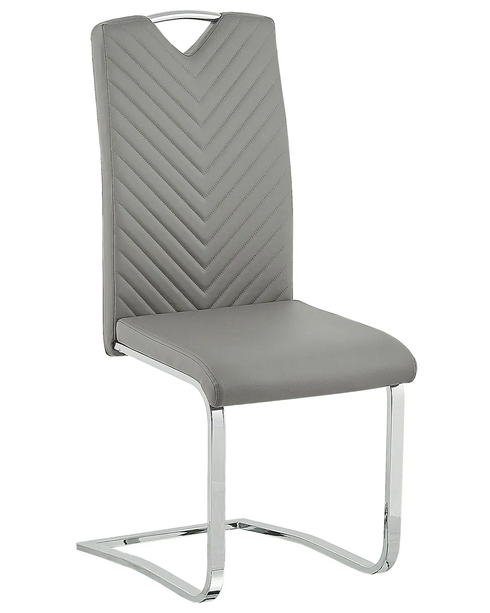 Set of 2 Dining Chairs PICKNES Faux Leather Light Grey_790023