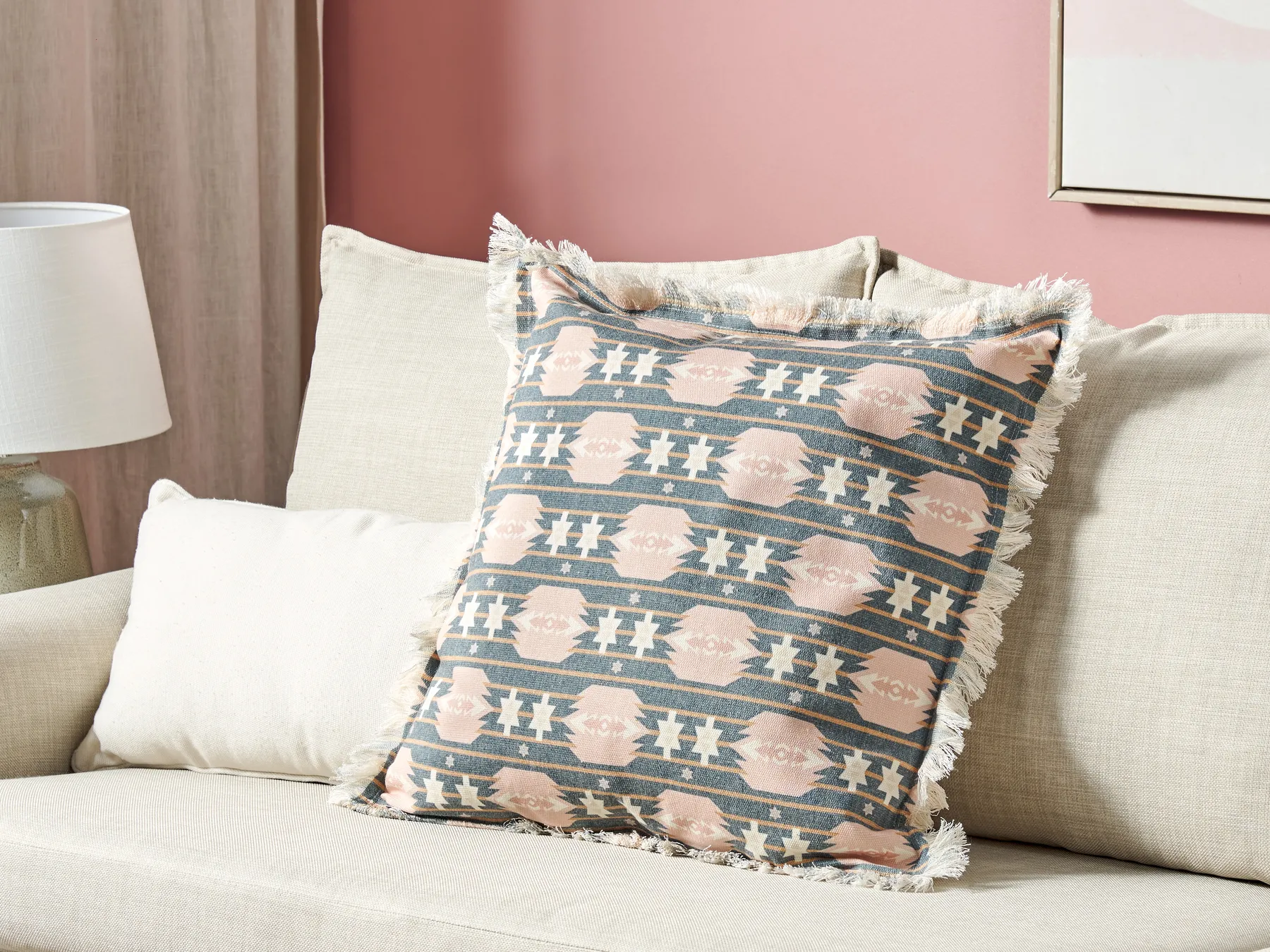 Throw Cushion DIANTHUS 60 x 60 cm Multicolour Geometric Pattern_877731