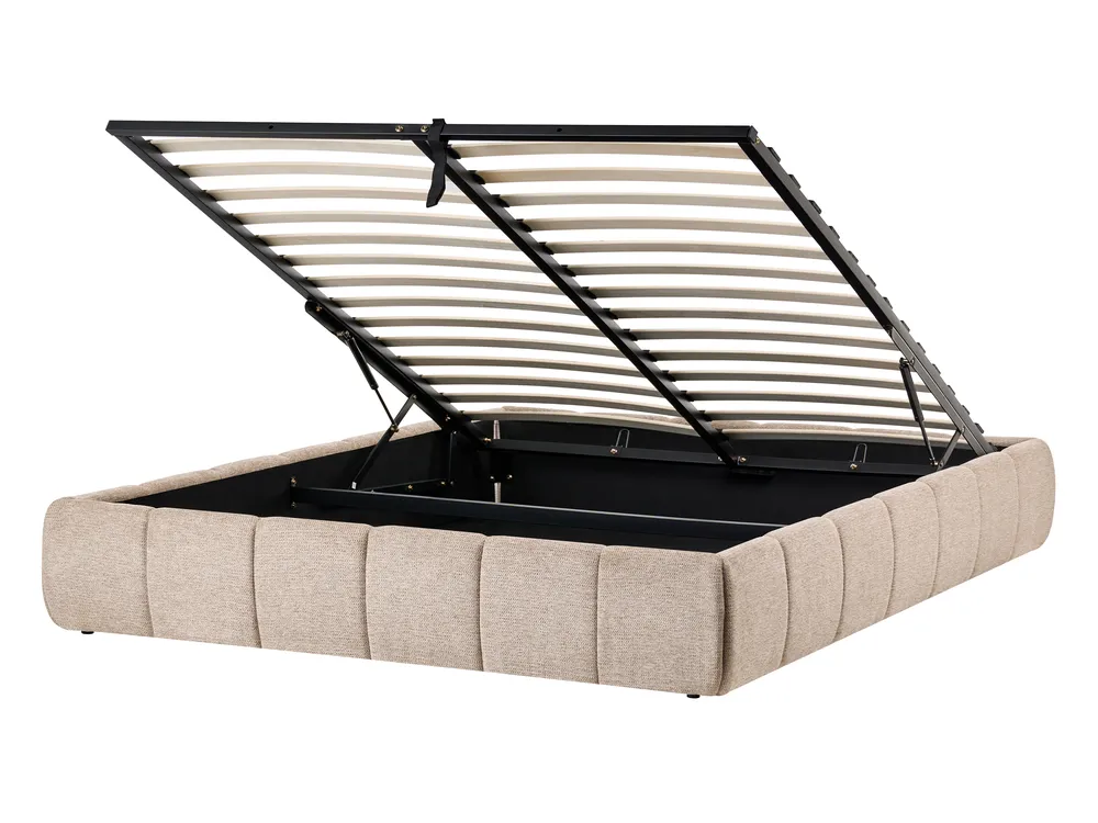 Ottoman Bed without Headboard GENAS Fabric Beige 140 x 200 cm (EU Double)