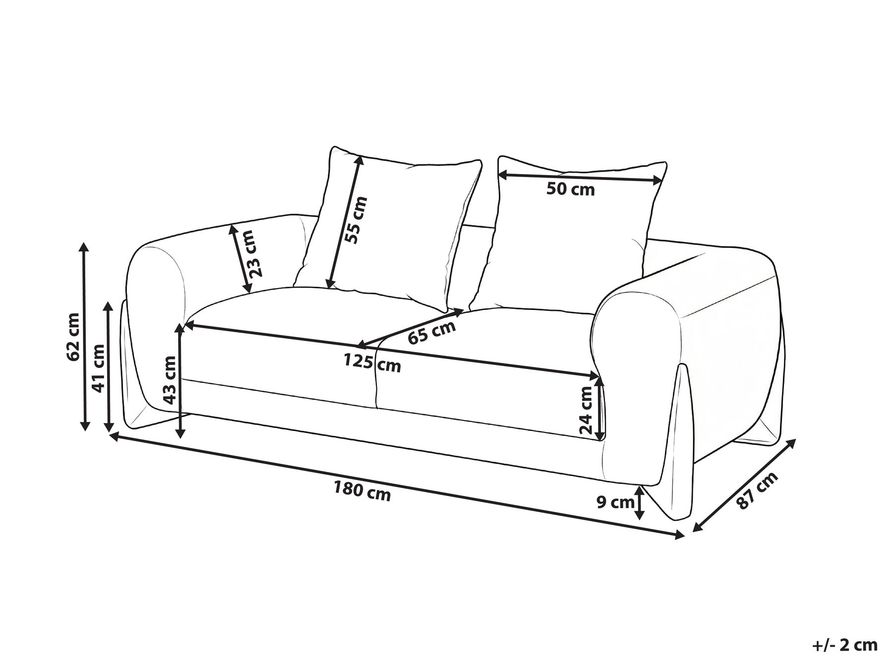 Sofa 2 Seater VINLIDEN Black_1048196