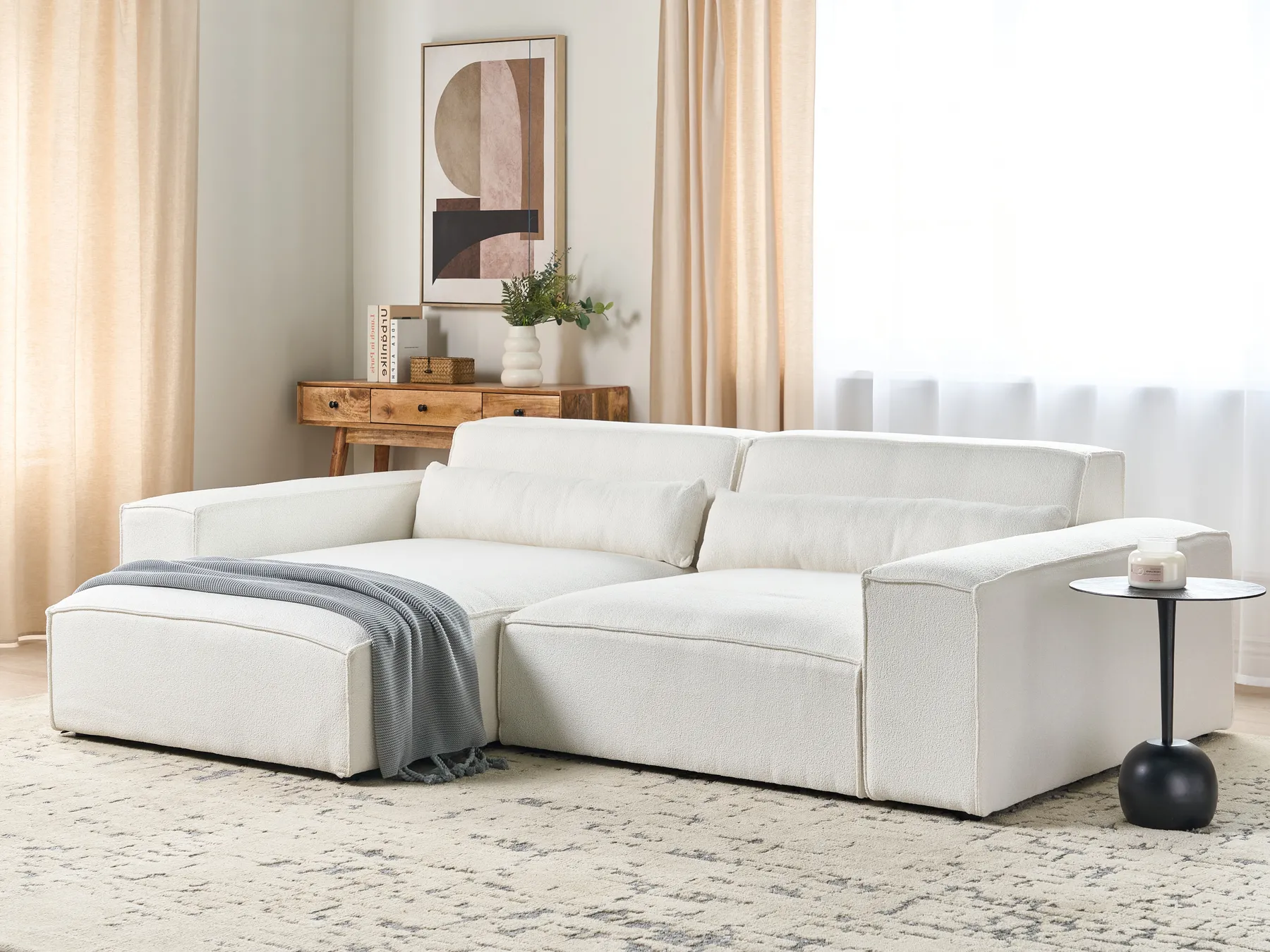 Modular Corner Sofa 3 Seater HELLNAR Boucle Off-White Right Hand_911260