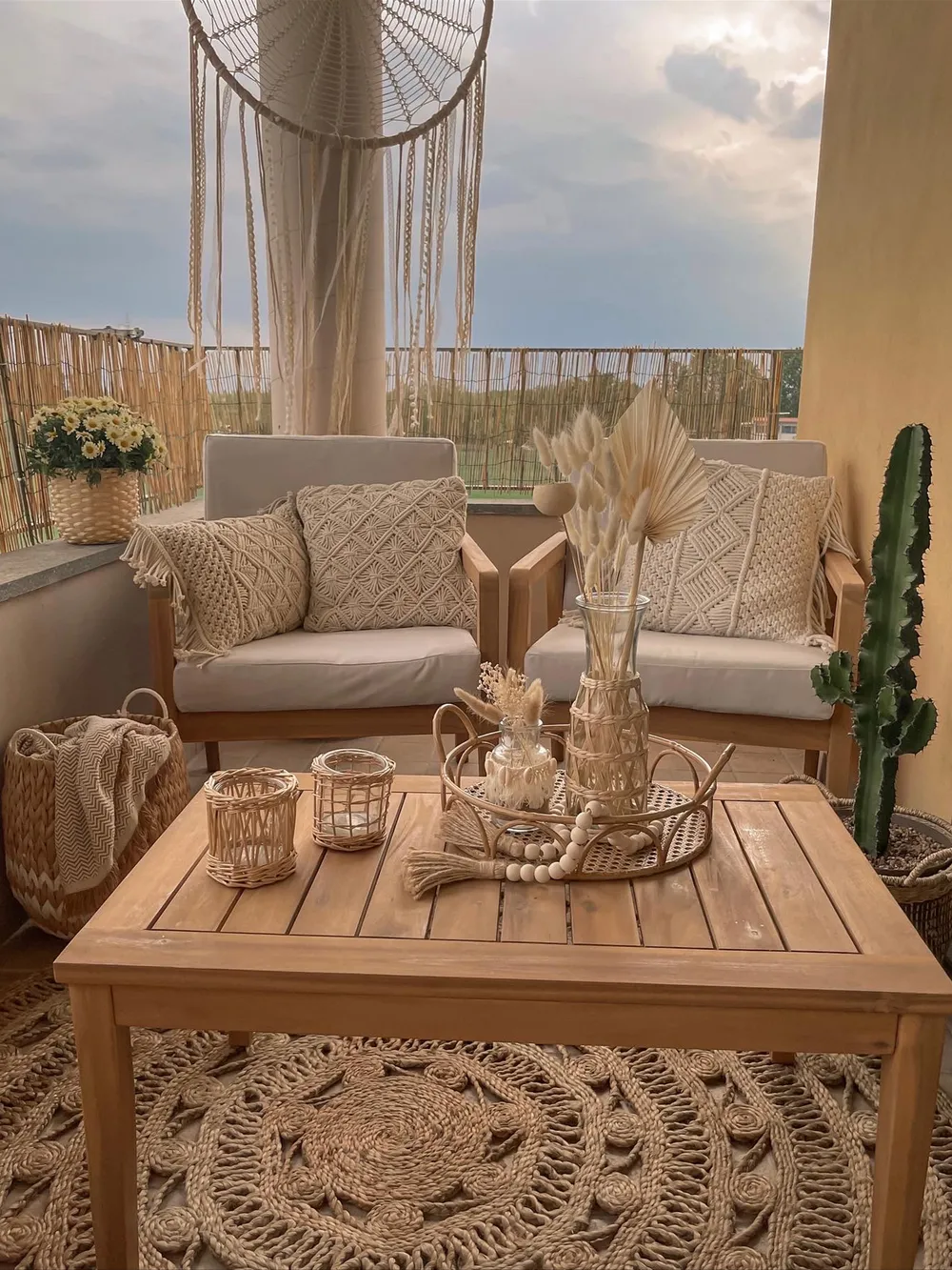 Garden Lounge Set with Table 4 Seater PALLANO Acacia Wood Taupe_829570