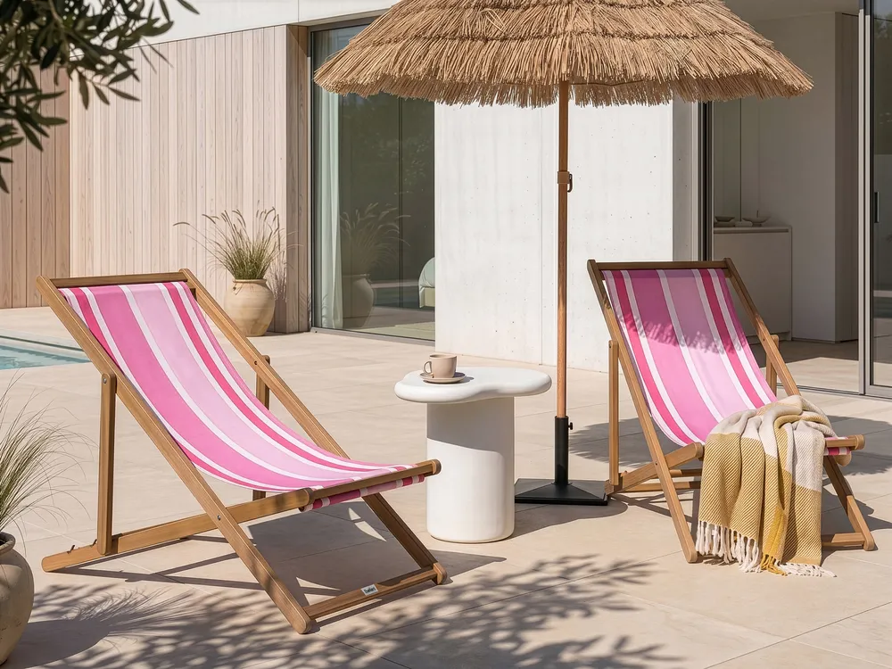 Set of 2 Sun Lounger Replacement Fabrics ANZIO/AVELLINO 113 x 44 cm Pink