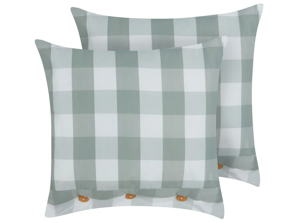 Set of 2 Decorative Cushions TAMNINE 45 x 45 cm Mint Green Checked