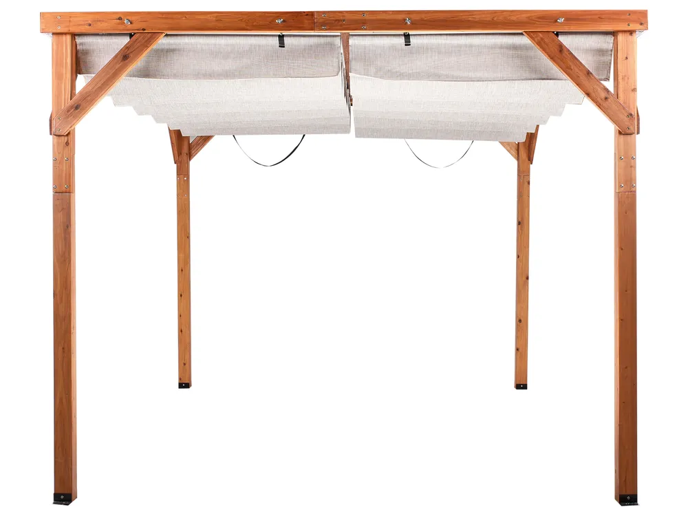 Gazebo VILLAROSA 320 cm 380 cm Fir Wood Brown/ Beige