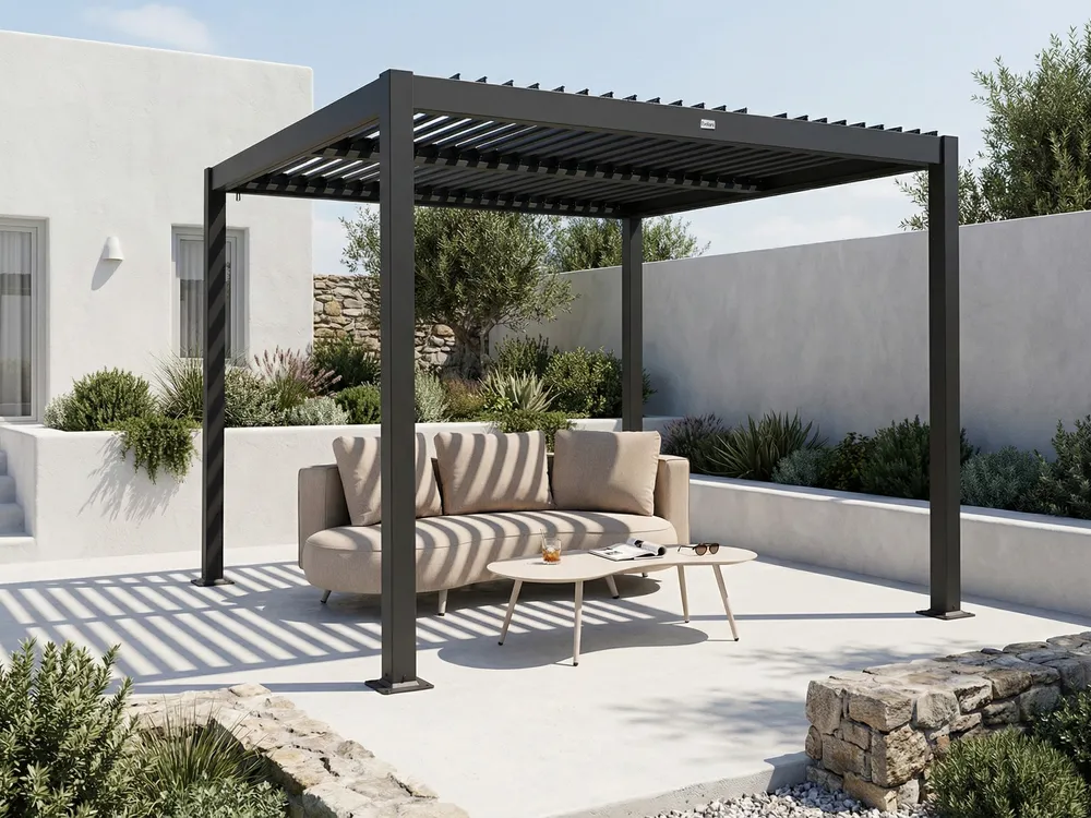 Gazebo FORNOLI 296 cm 296 cm Metal Black